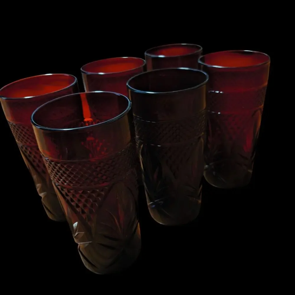 Set of 6 Luminarc Cristal D'Arques Durand Ruby Red Tumblers Made In France